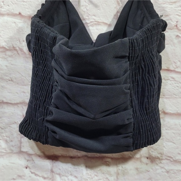 Zara Black Ruched Cropped Halter Top Cami - Picture 7 of 9